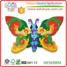 Wholesale Preschool Kids Educational Wooden Toy Jigsaws Alphabet Butterfly